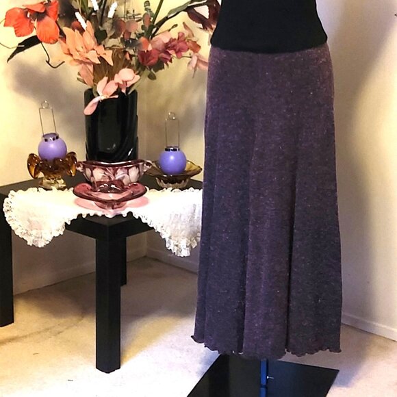 NWT Burgundy Wine-red Maxi Skirt Stretch Long Knitted Fall Winter Skirts Size M - Picture 1 of 6